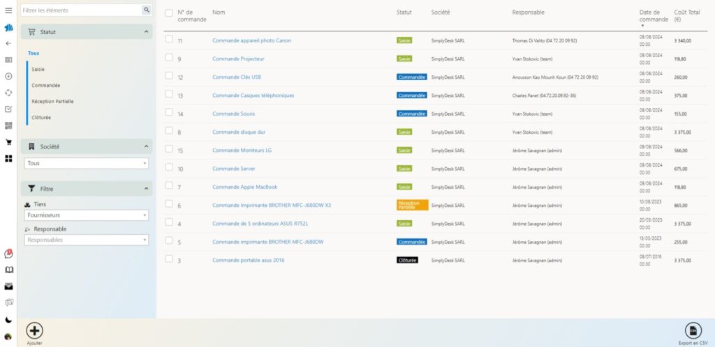 logiciel de gestion de parc informatique: Module de gestion des achats